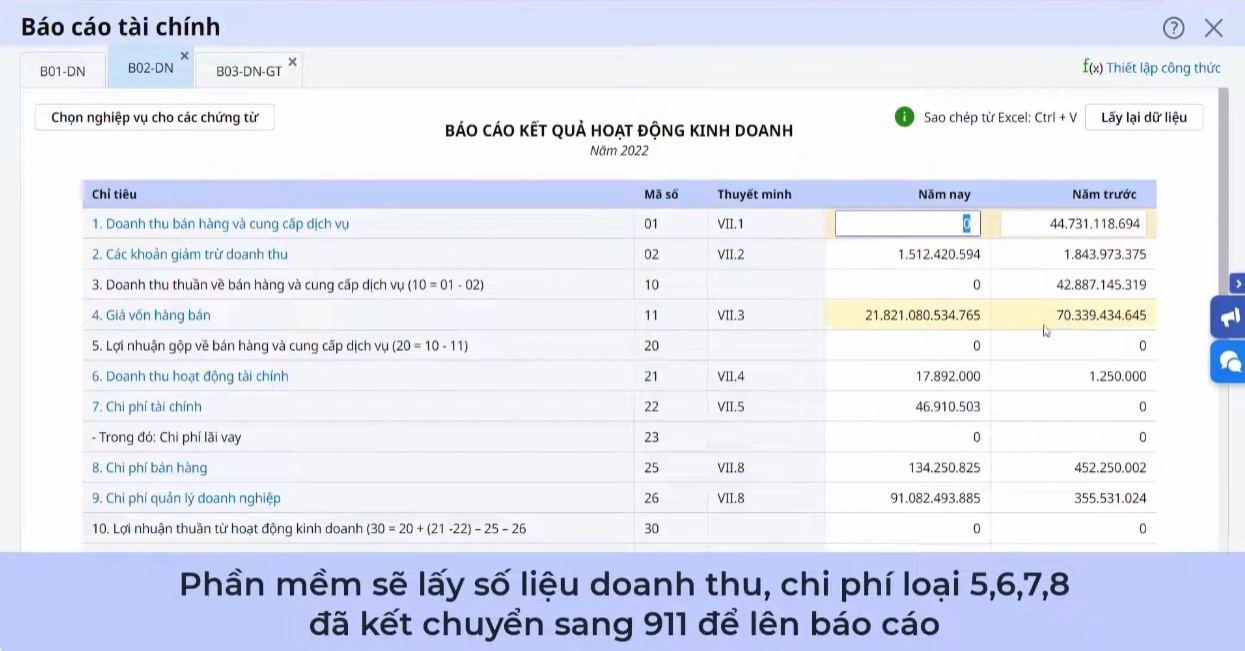 Báo cáo kết quả hoạt động kinh doanh trên MISA AMIS