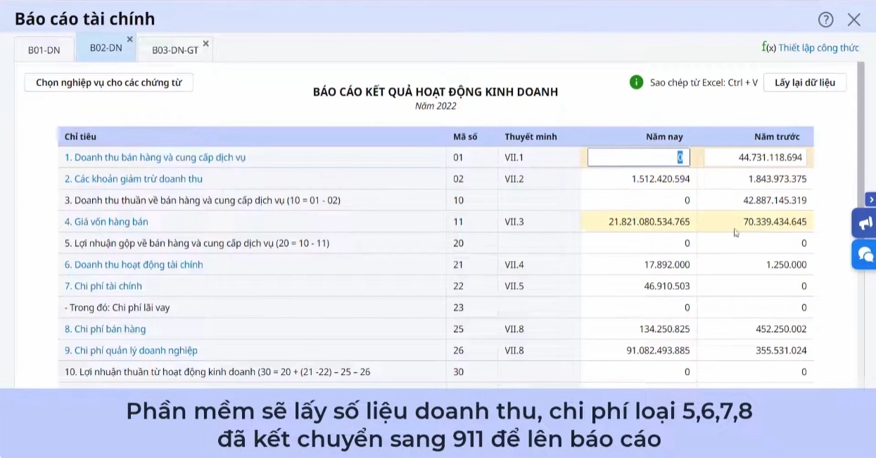 Báo cáo kết quả hoạt động kinh doanh trên MISA AMIS