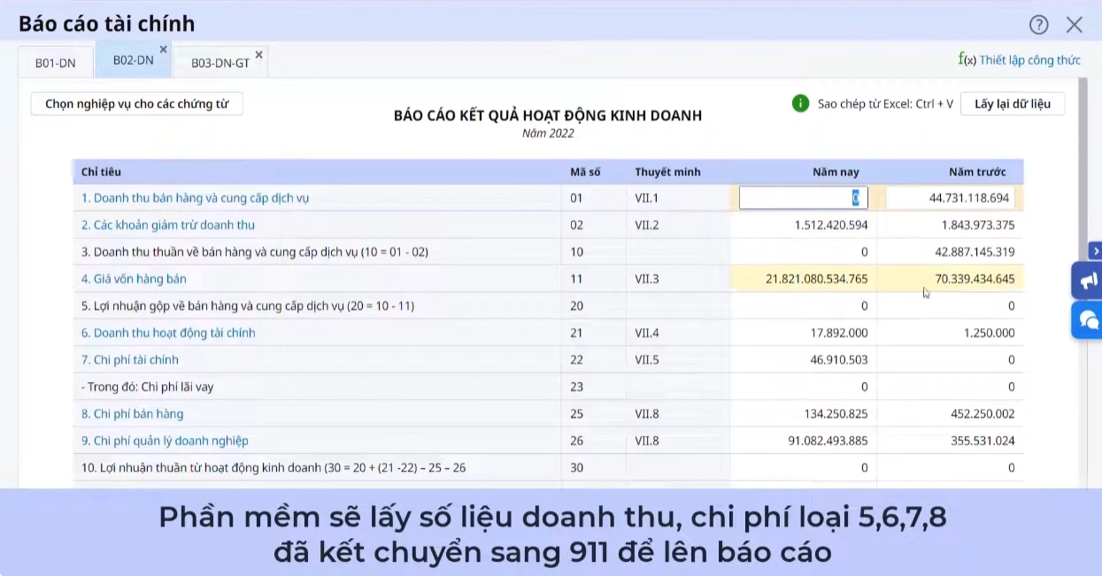 Báo cáo kết quả hoạt động kinh doanh trên MISA AMIS