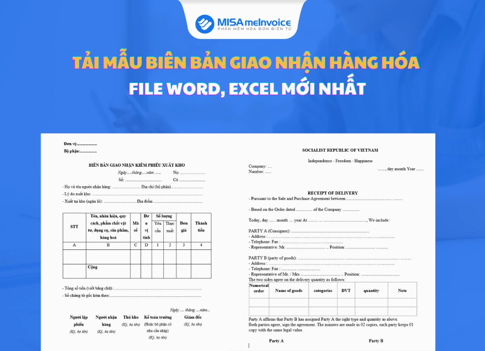 Biên bản giao nhận hàng hóa