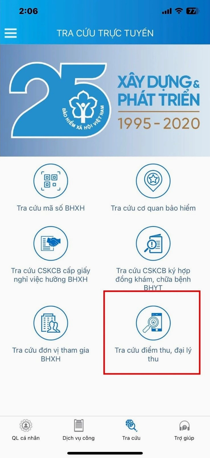 Chọn Tỉnh - quận huyện nơi bạn đang sinh sống để tra cứu
