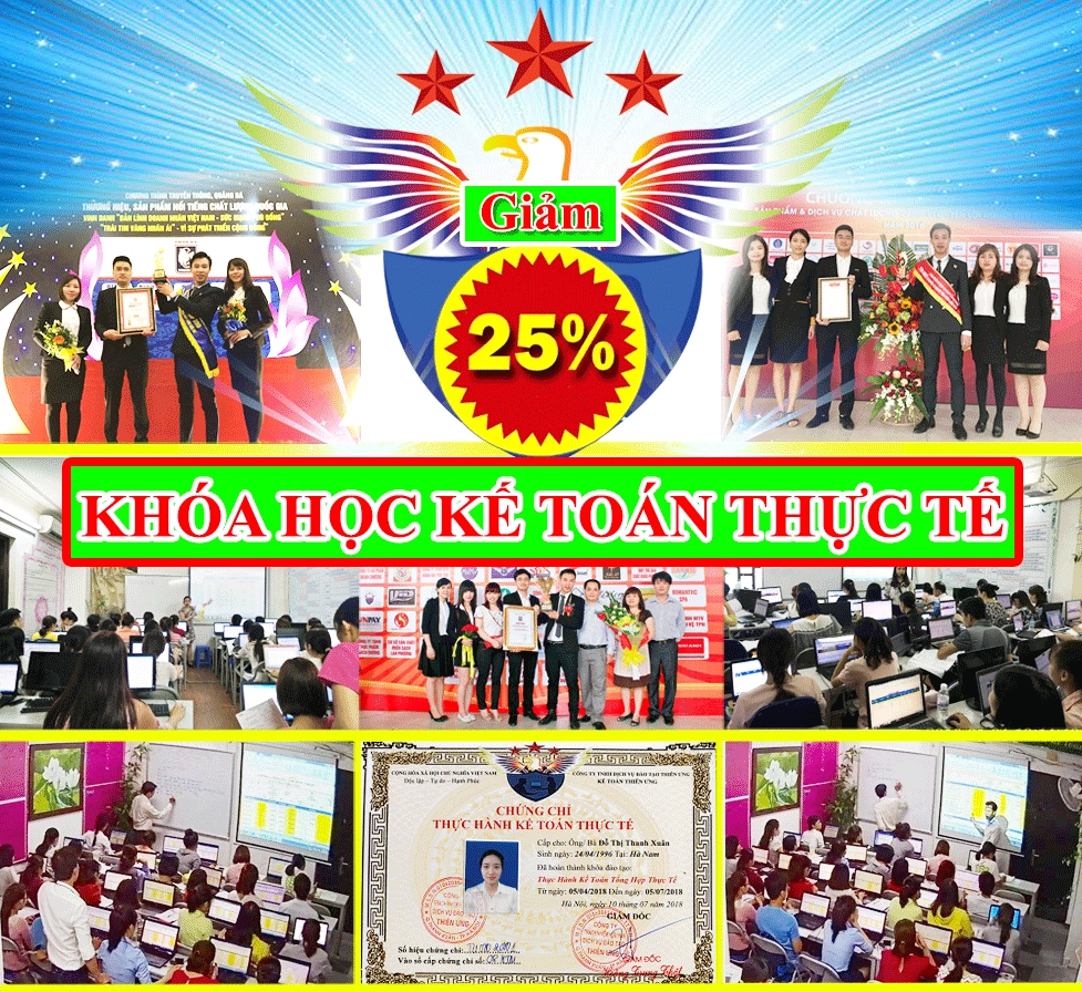 Giảm 25% học phí khóa học kế toán thực tế