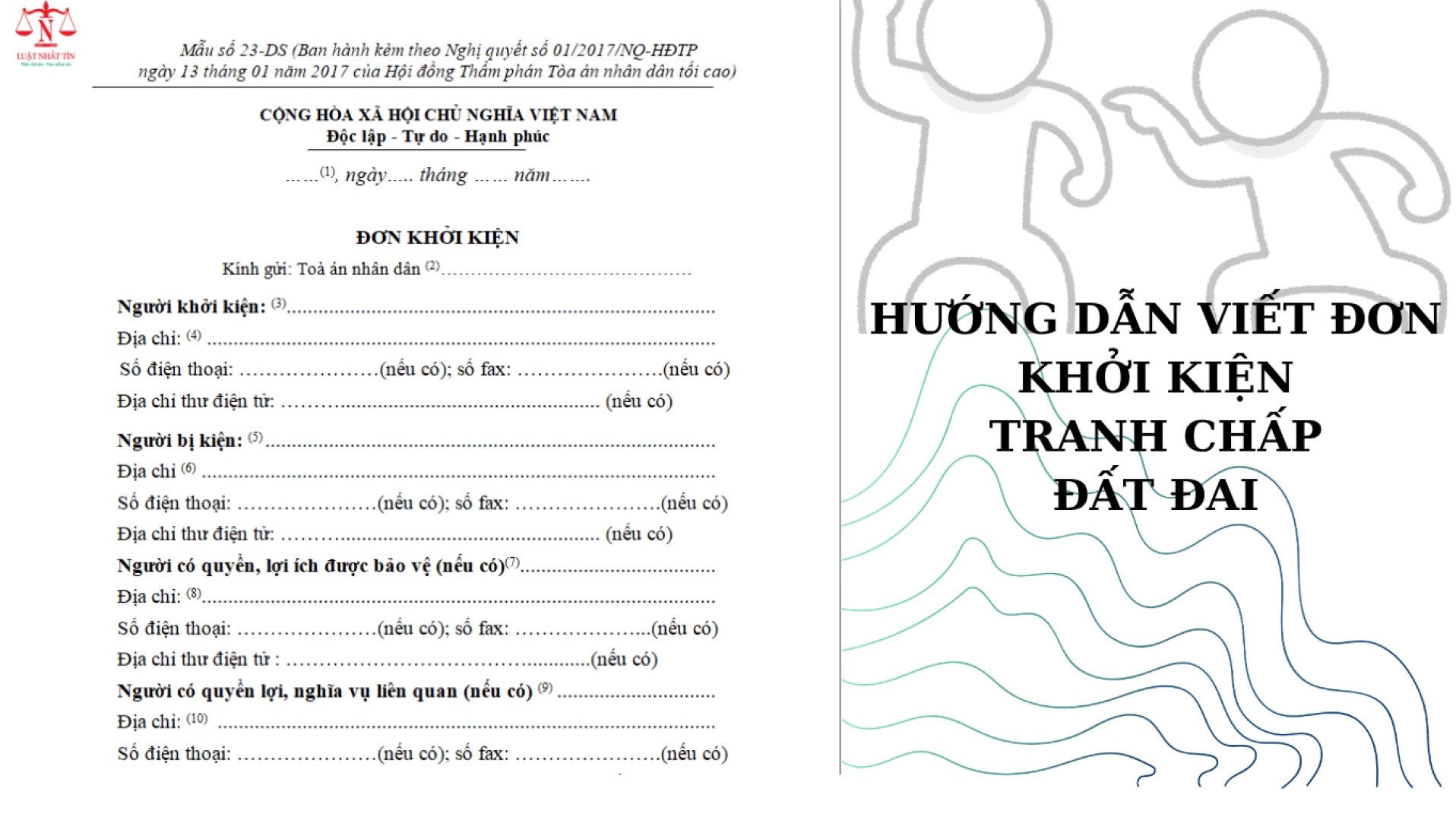 Hướng dẫn viết đơn khởi kiện tranh chấp đất đai chi tiết