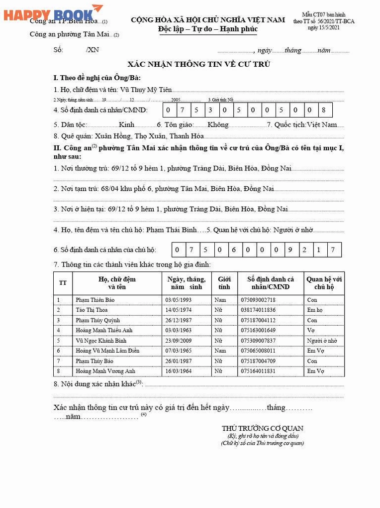 Hướng dẫn xin giấy xác nhận cư trú