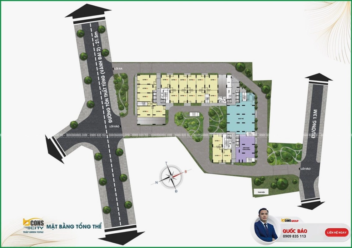 Mặt bằng Dự án Bcons City - Tháp Green Topaz