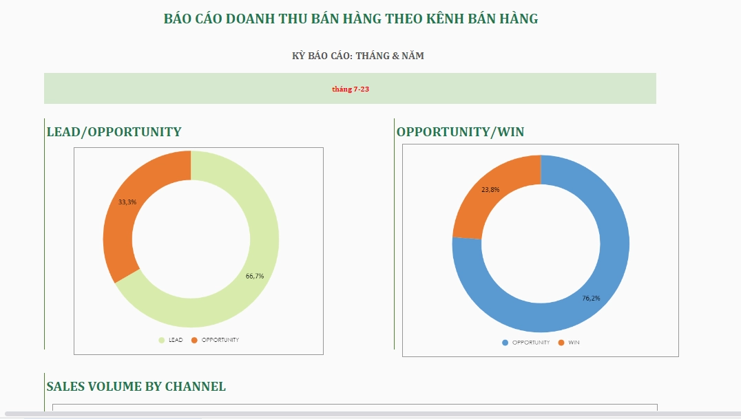 Mẫu báo cáo doanh thu bán hàng theo tháng bằng Excel