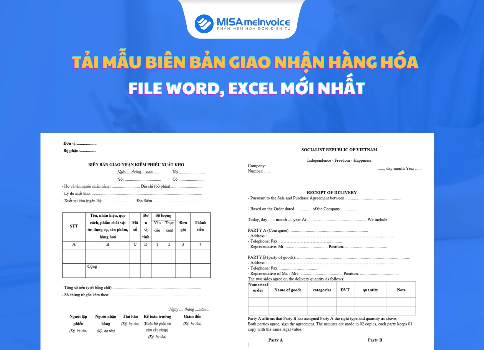 Mẫu biên bản giao nhận hàng hóa file word chuẩn mực