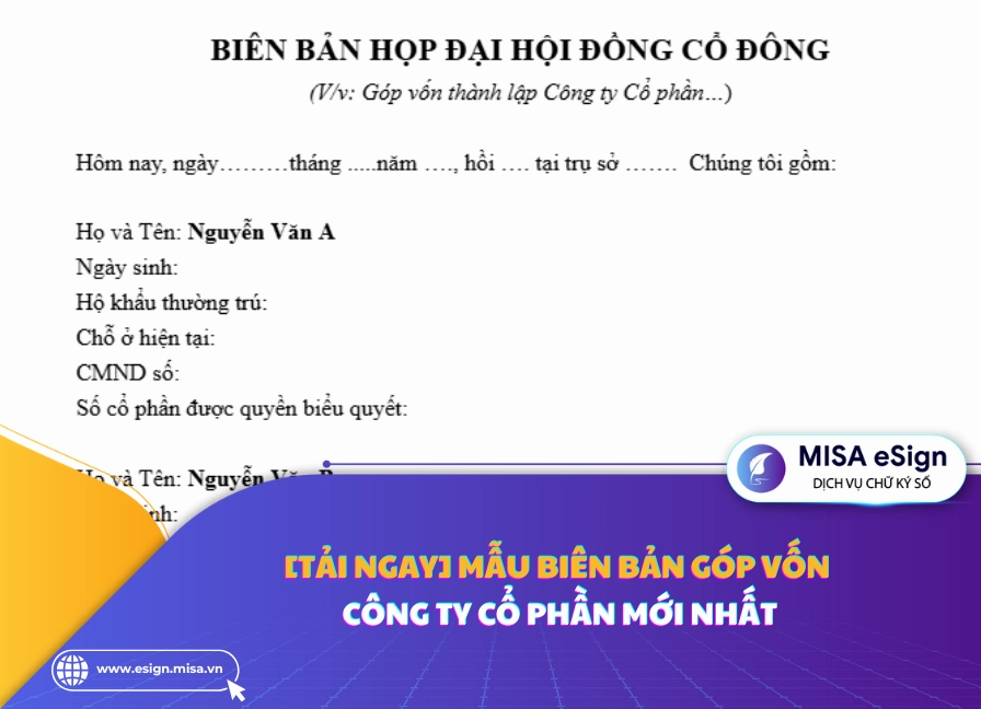 Mẫu biên bản góp vốn chuẩn