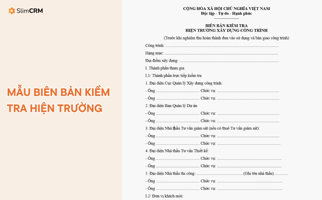 Mẫu biên bản kiểm tra hiện trường