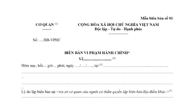 Mẫu biên bản vi phạm hành chính được lập theo Nghị định 108/2021/NĐ-CP