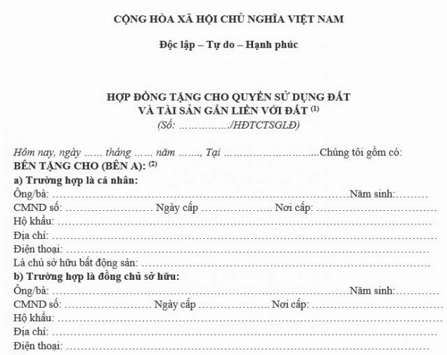Mẫu đơn chuyển nhượng đất cho con viết tay chi tiết thông tin.