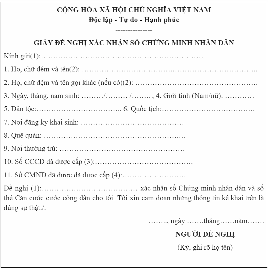 Mẫu đơn đề nghị hỗ trợ