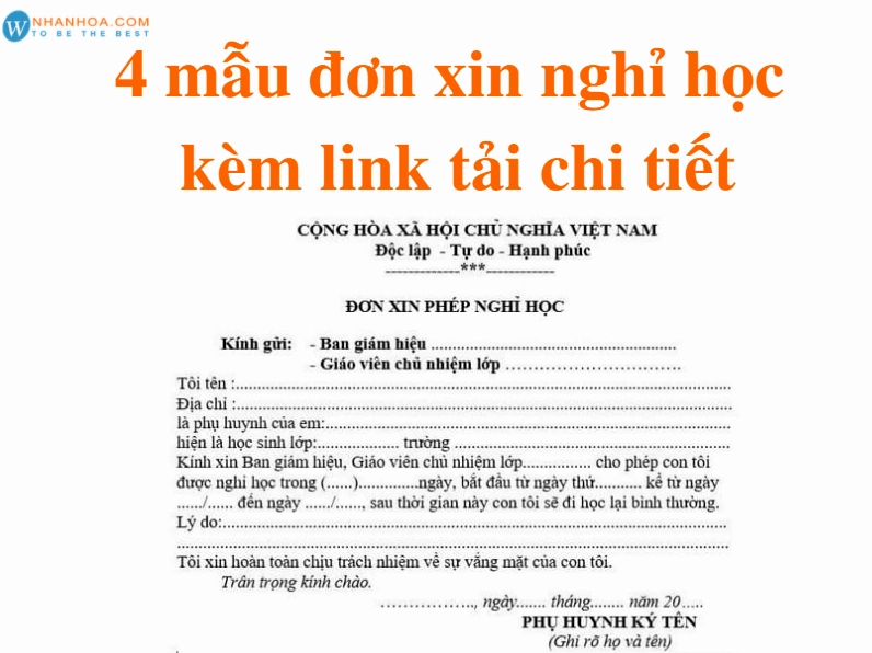 Mẫu đơn xin nghỉ học chuẩn cần có đầy đủ thông tin
