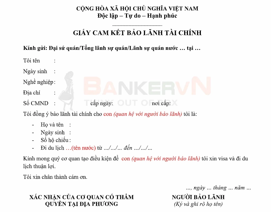 Mẫu giấy cam kết bảo lãnh tài chính có xác nhận của UBND 1