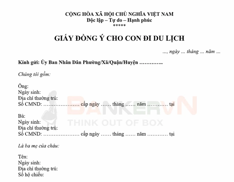 Mẫu giấy đồng ý của cha mẹ có xác nhận của UBND