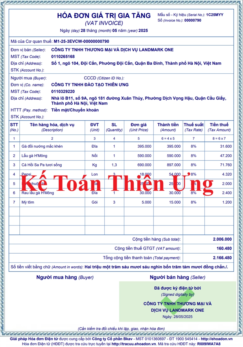 Mẫu hóa đơn được khởi tạo từ máy tính tiền theo NĐ 70 2025