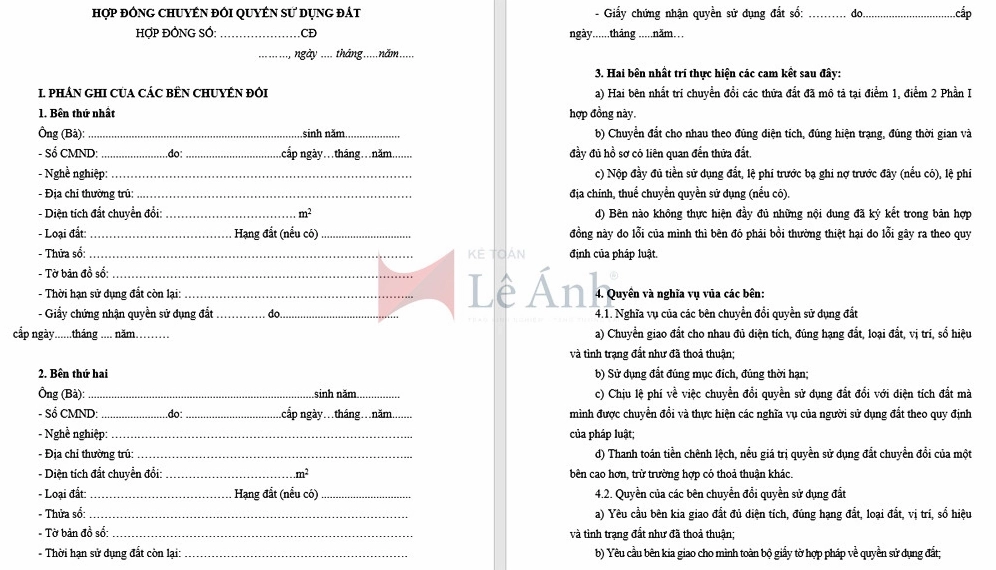 Mẫu hợp đồng chuyển nhượng quyền sử dụng đất có tài sản gắn liền