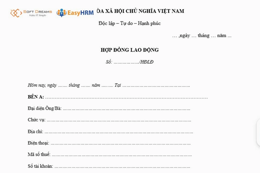 Mẫu hợp đồng lao động thông dụng nhất