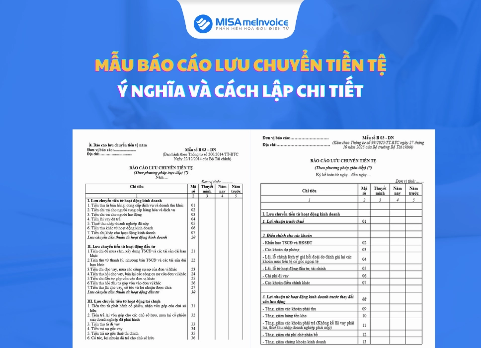 Minh họa báo cáo lưu chuyển tiền tệ