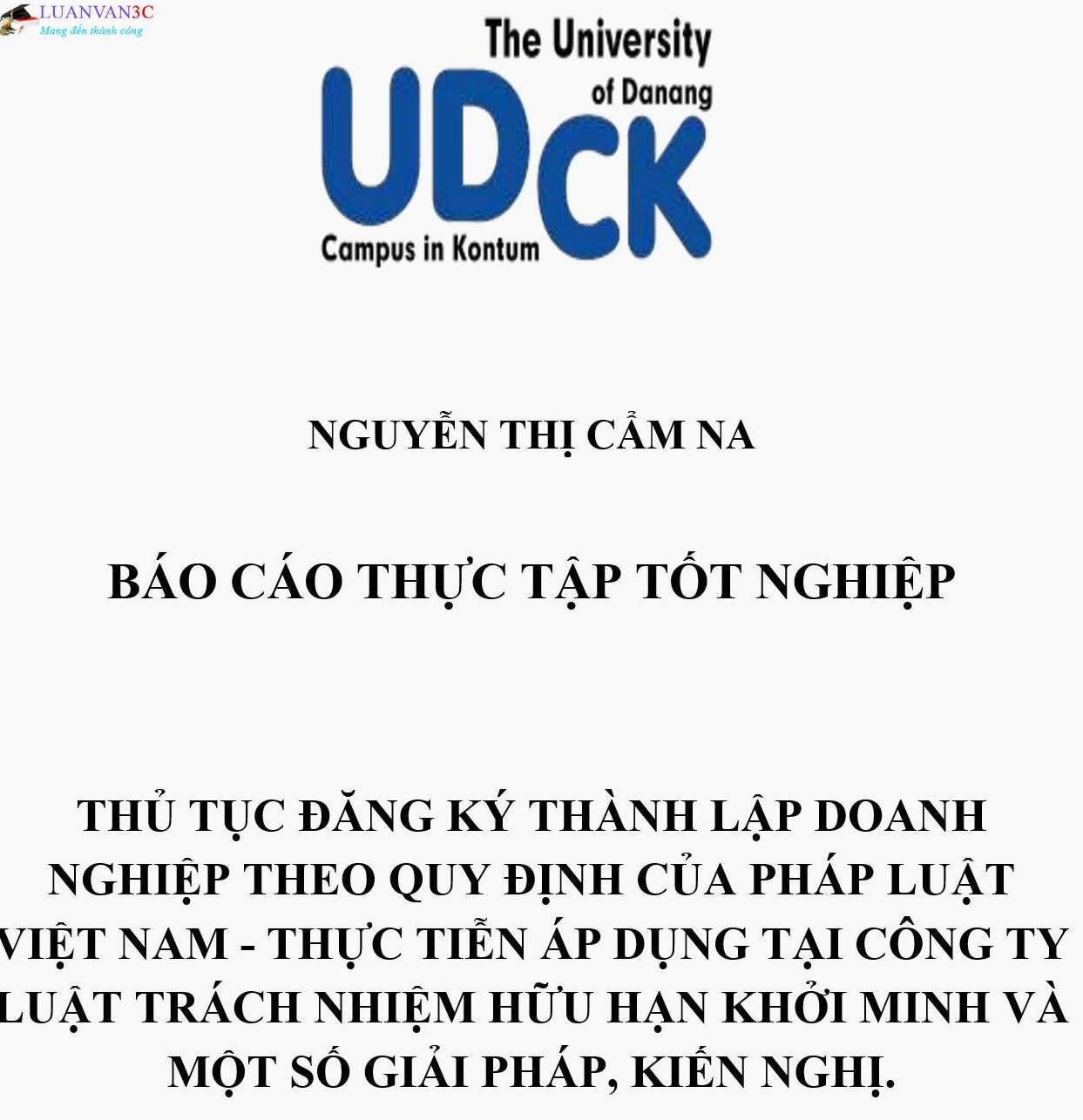Minh họa báo cáo thực tập về thủ tục đăng ký thành lập doanh nghiệp