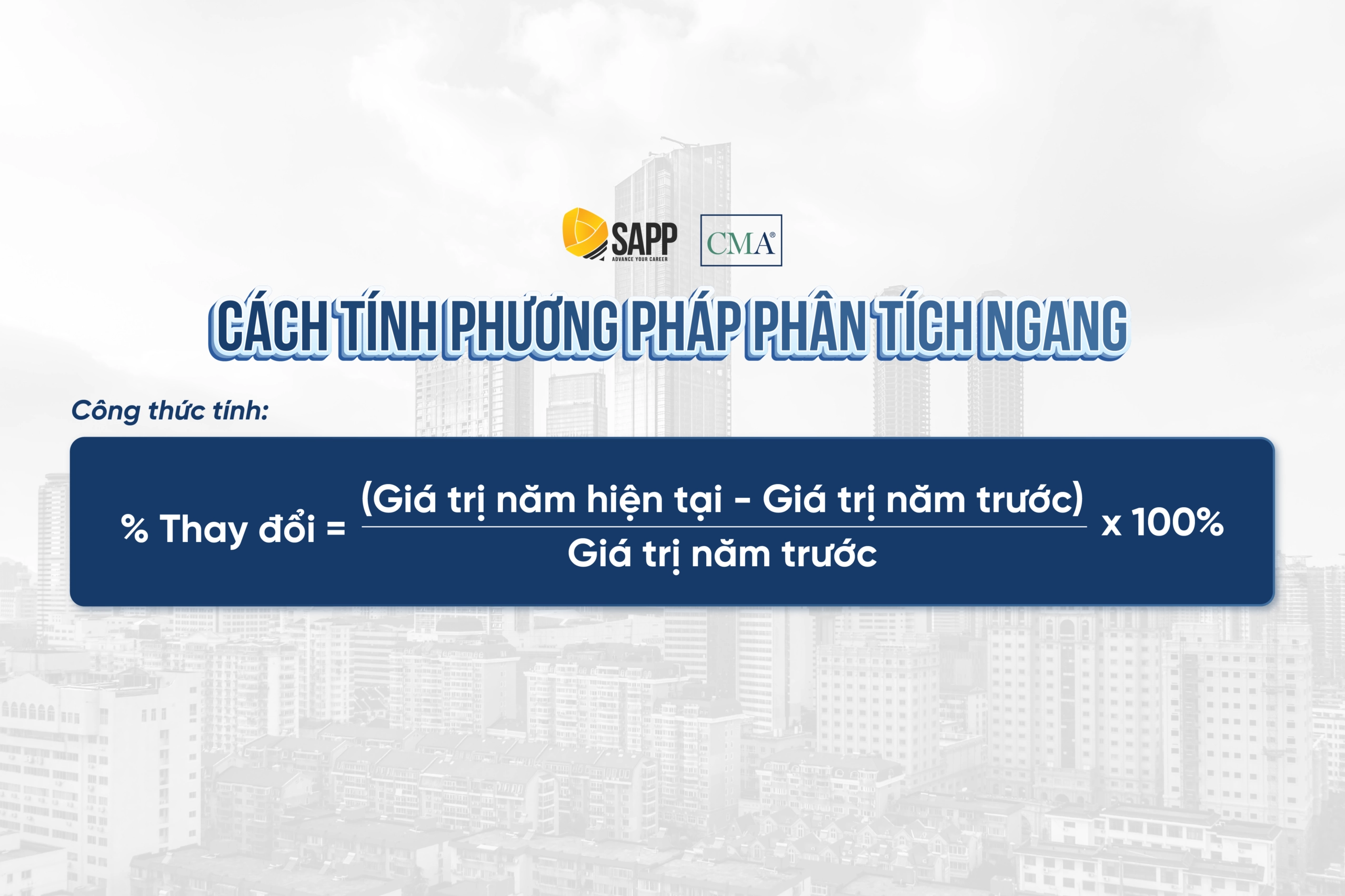 Minh họa công thức phân tích ngang trong báo cáo phân tích