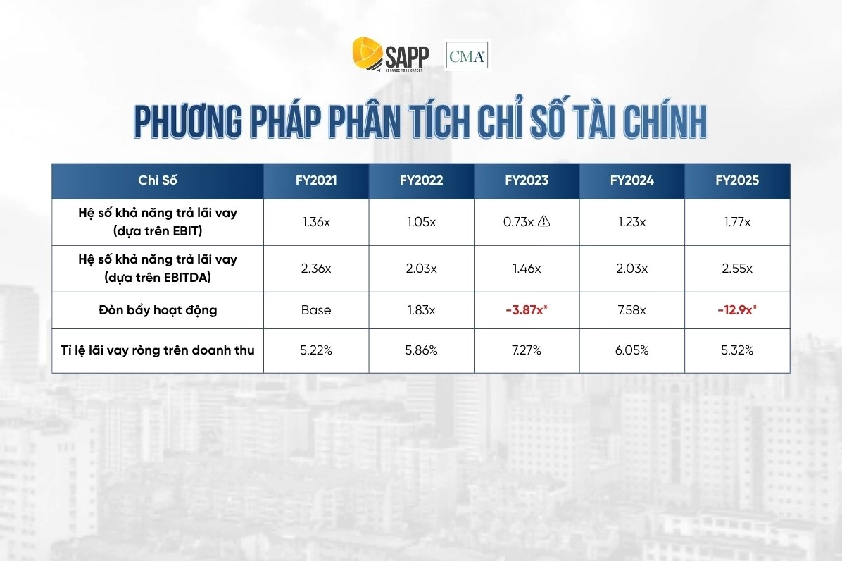 Minh họa phương pháp phân tích chỉ số tài chính trong báo cáo phân tích