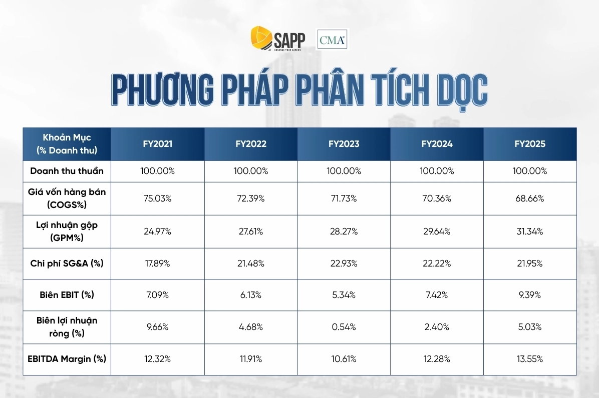 Minh họa phương pháp phân tích dọc trong báo cáo phân tích