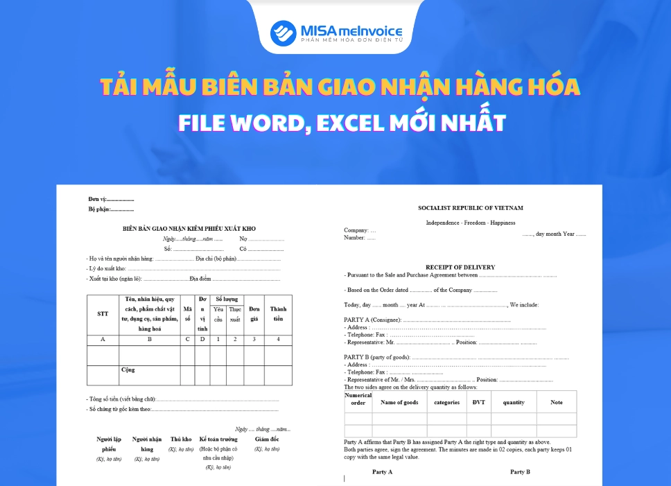 Mô tả chi tiết hàng hóa trong biên bản giao nhận