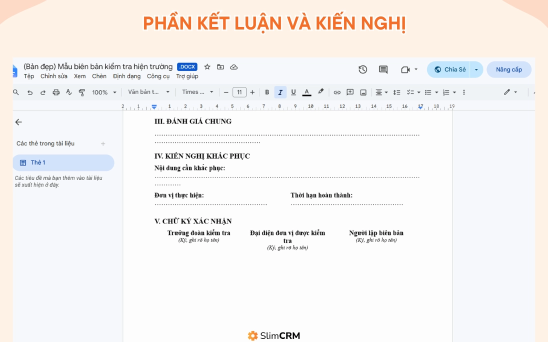 Nội dung biên bản hiện trường chi tiết