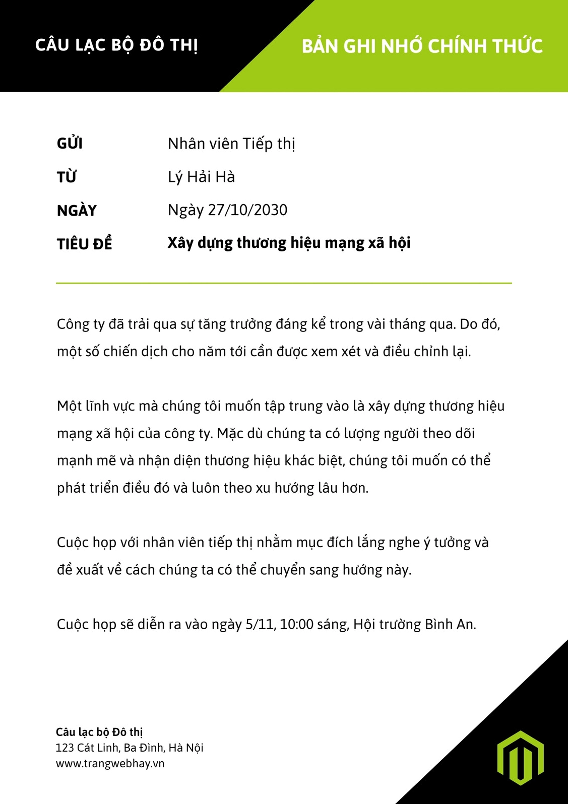 Nội dung chi tiết trong biên bản ghi nhớ