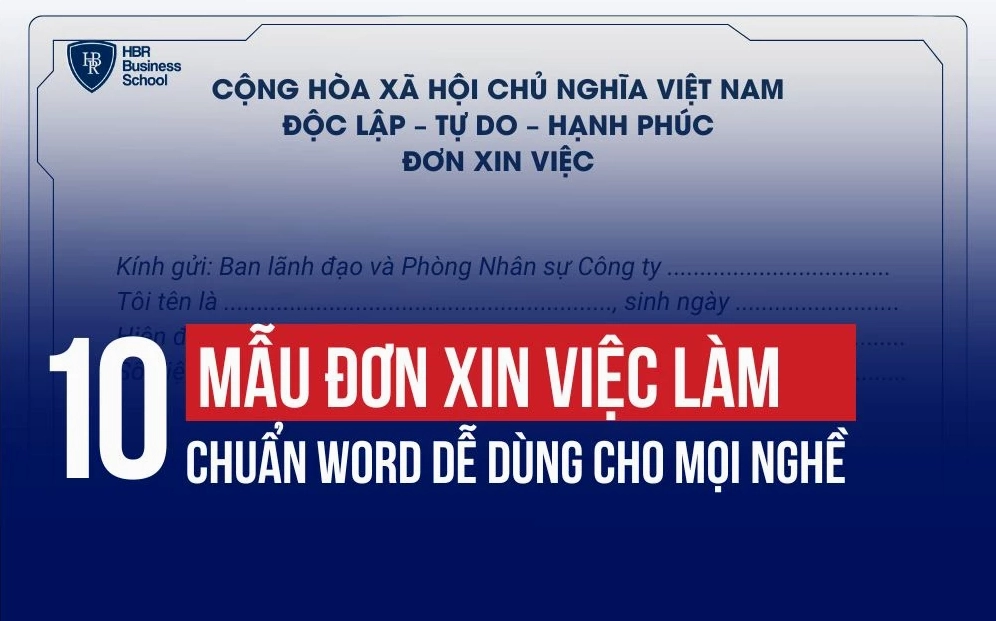 Tải ngay mẫu đơn xin việc làm chuẩn Word