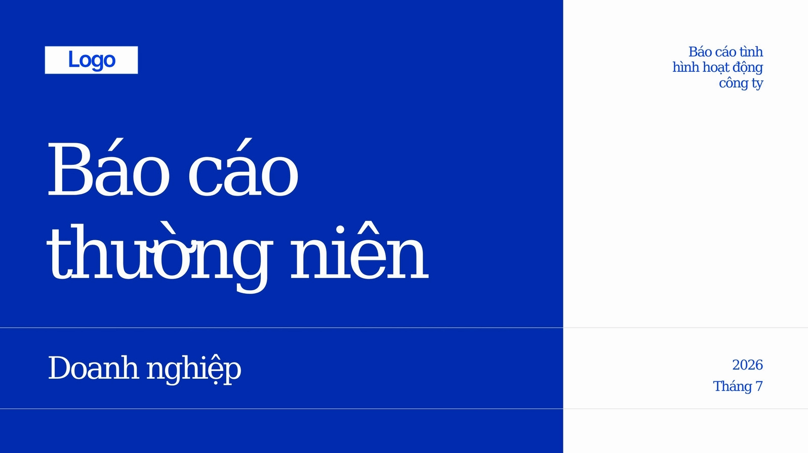 Xanh Dương Trắng Tối Giản Báo Cáo Doanh Nghiệp Bài Thuyết Trình