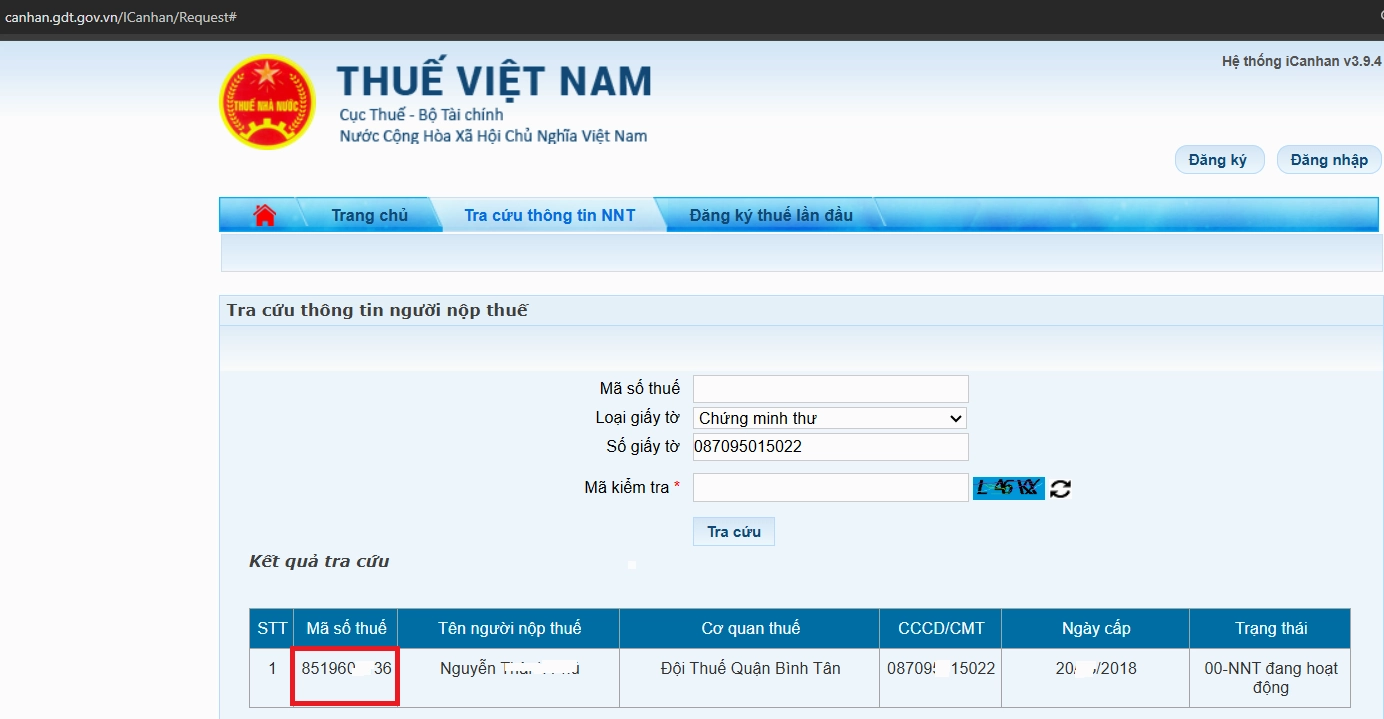 Bước 5: Để xem đầy đủ hiển thị 10 hoặcsố, thêm bước như ảnh phía trên nhập Mã kiểm tra (1) và Xem (2))