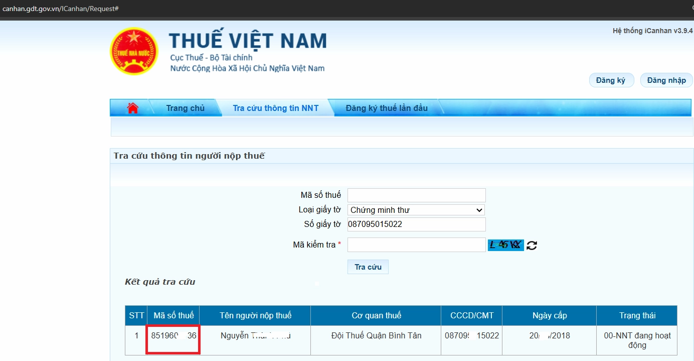 Bước 5: Để xem đầy đủ hiển thị 10 hoặcsố, thêm bước như ảnh phía trên nhập Mã kiểm tra (1) và Xem (2))