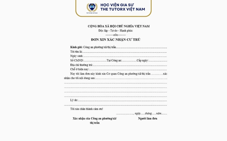 Cách xin cấp mẫu xác nhận nơi cư trú
