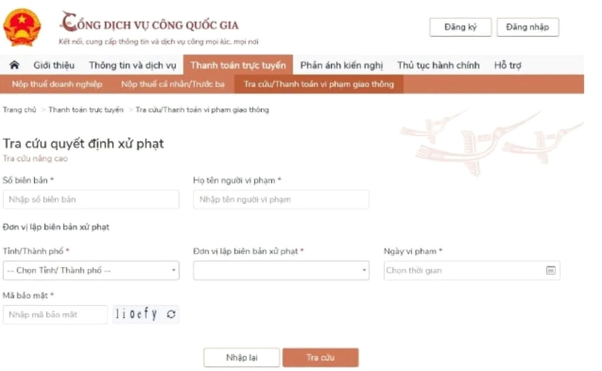 Chuyển khoản qua cổng dịch vụ công hoặc ngân hàng
