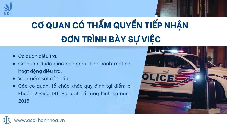 Cơ quan nào có thẩm quyền tiếp nhận đơn trình bày sự việc