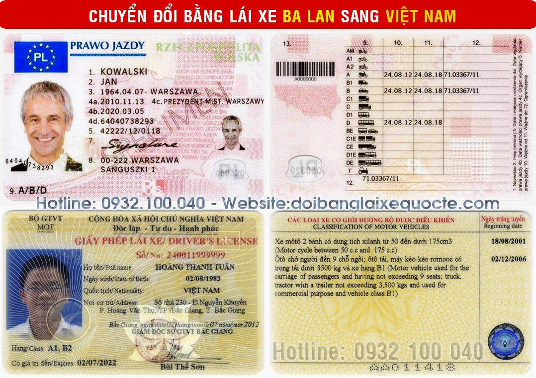 Đăng ký đổi bằng lái xe Ba Lan sang Việt Nam qua mạng, cấp tốc