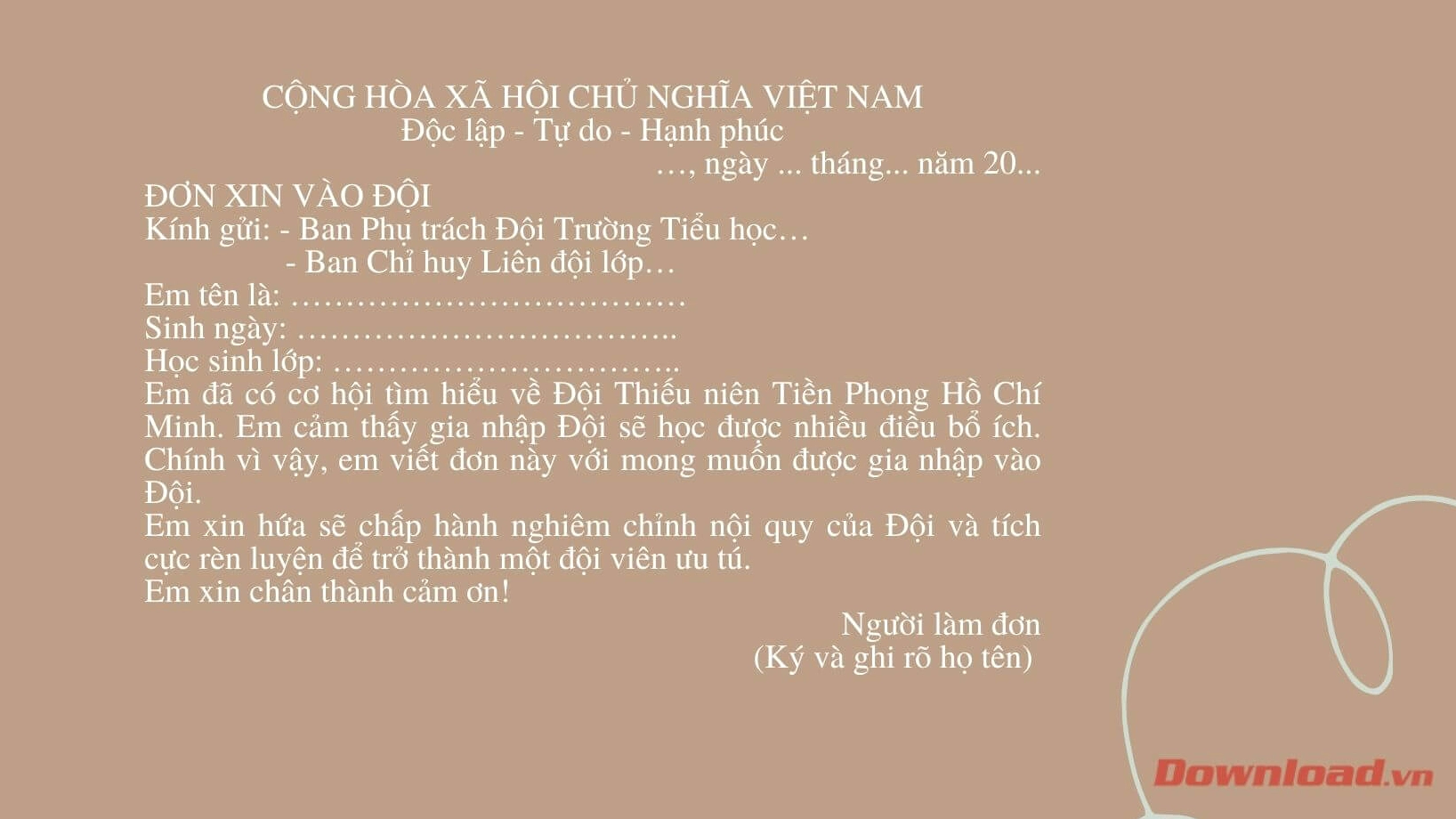 Đơn xin vào đội