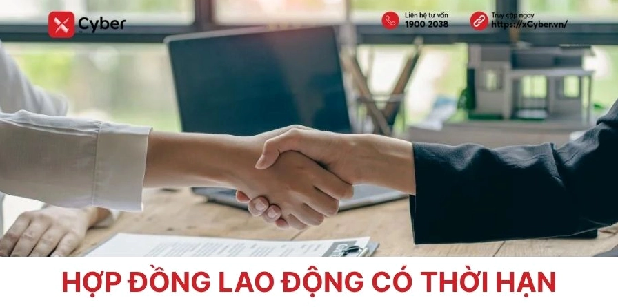 Hình ảnh minh họa hợp đồng lao động có thời hạn trên nền công nghệ