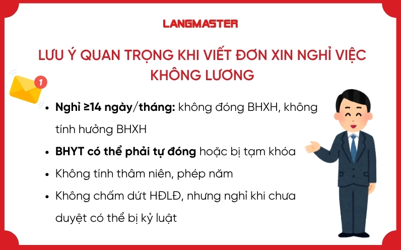 Lưu ý quan trọng khi viết đơn xin nghỉ việc không lương