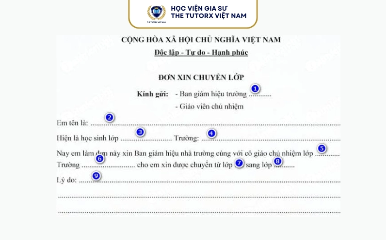 Mẫu đơn xin chuyển lớp cấp 2 file Word miễn phí