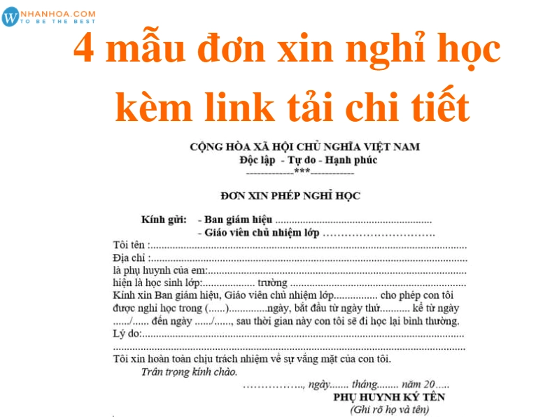 Mẫu đơn xin nghỉ học chuẩn cho sinh viên