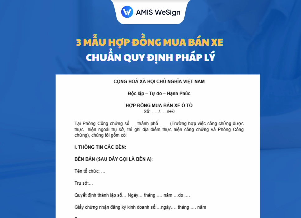 Mẫu hợp đồng mua bán xe ô tô chuẩn năm 2026
