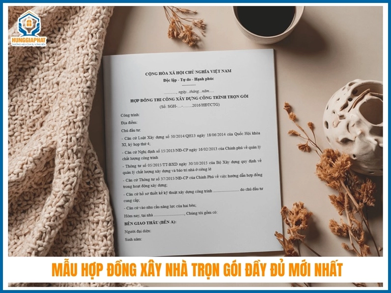 Mẫu hợp đồng xây nhà trọn gói đầy đủ mới nhất