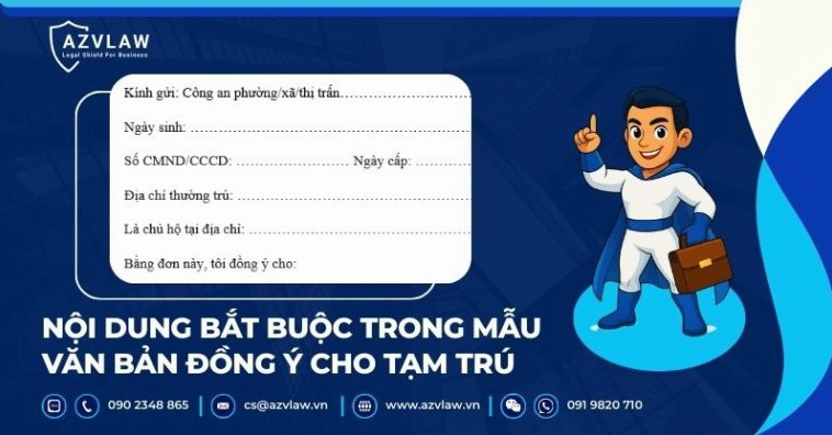 Nội dung bắt buộc trong mẫu văn bản đồng ý cho tạm trú