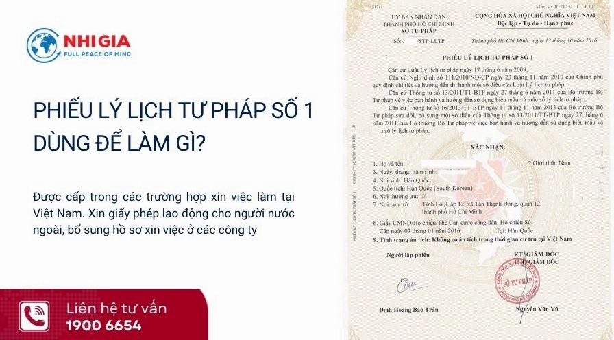 Phiếu lý lịch tư pháp số 1 dùng để làm gì?