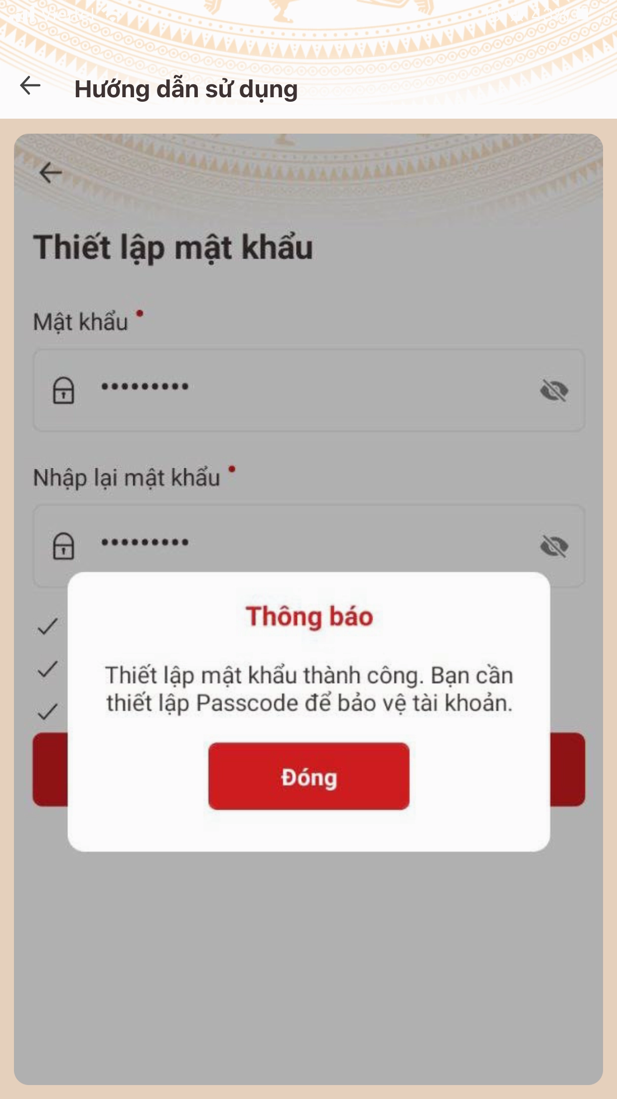 Xác nhận lại mật khẩu tài khoản định danh điện tử mức 2